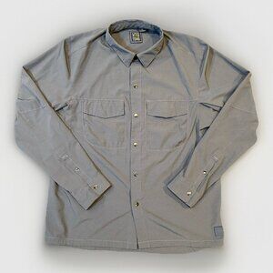 VTG 1946 Mens Button Down Breathable Shirt Gray Long Sleeve Pockets Men's Size L